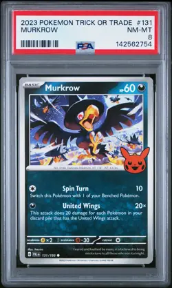 2023 POKEMON TRICK OR TRADE #131 MURKROW PSA 8 - Image 1