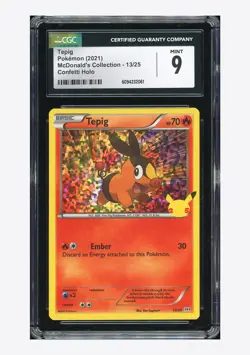 Pokemon CGC 9 Tepig Confetti Holo 2021 13/25 McDonald's Collection English - Image 1