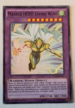 Yu-Gi-Oh Masked HERO Divine Wind 1st Edition Super Rare SDHS-EN043 - Image 1