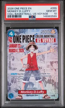 2026 ONE PIECE PROMOS COLLEGE BASKETBALL : US VOYAGE MONKEY D. LUFFY PSA 10 - Image 1