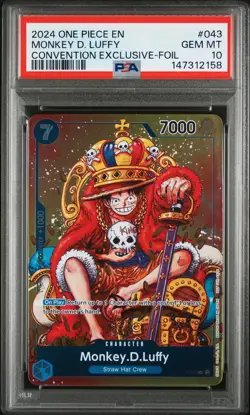 2024 ONE PIECE PROMOS CONVENTION EXCLUSIVE-FOIL #043 MONKEY D. LUFFY PSA 10 - Image 1