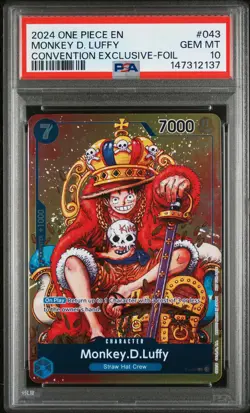 2024 ONE PIECE PROMOS CONVENTION EXCLUSIVE-FOIL #043 MONKEY D. LUFFY PSA 10 - Image 1