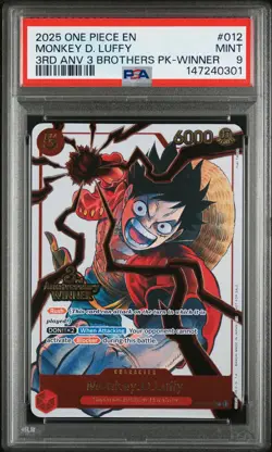 2025 ONE PIECE 3RD ANNIV TOURNAMENT 3 BROTHERS PACK WINNER MONKEY D. LUFFY PSA 9 - Image 1