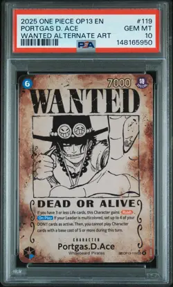 2025 ONE PIECE CARRYING ON HIS WILL WANTED ALT ART #119 PORTGAS D. ACE PSA 10 - Image 1