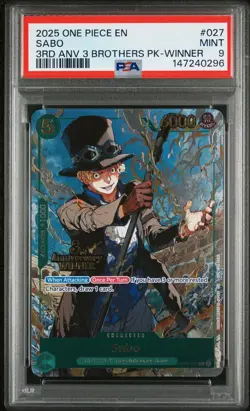 2025 ONE PIECE 3RD ANNIV TOURNAMENT 3 BROTHERS PACK WINNER #027 SABO PSA 9 - Image 1