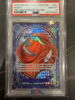 2026 ONE PIECE OP14-EB04-THE AZURE SEA'S SEVEN 3RD ANV-SILVER #051 BUGGY PSA 10 - Image 3