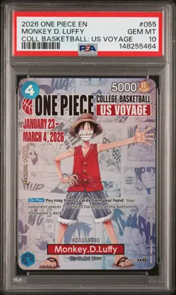 2026 ONE PIECE PROMOS COLLEGE BASKETBALL : US VOYAGE MONKEY D. LUFFY PSA 10 - Image 1