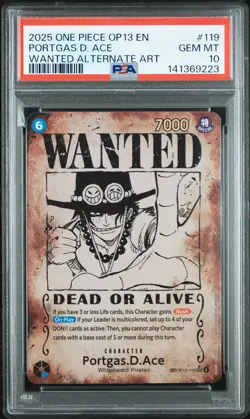 2025 ONE PIECE OP13-CARRYING ON HIS WILL #119 PORTGAS D. ACE PSA 10 - Image 1