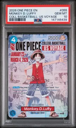 2026 ONE PIECE PROMOS COLLEGE BASKETBALL : US VOYAGE MONKEY D. LUFFY PSA 10 - Image 1