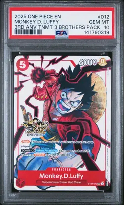 2025 ONE PIECE 3RD ANNIV TOURNAMENT 3 BROTHERS PACK #012 MONKEY D. LUFFY PSA 10 - Image 1