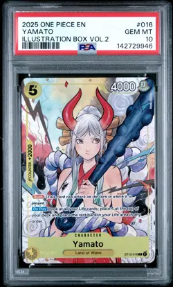 2025 ONE PIECE PROMOS ILLUSTRATION BOX VOL.2 #016 YAMATO PSA 10 - Image 1