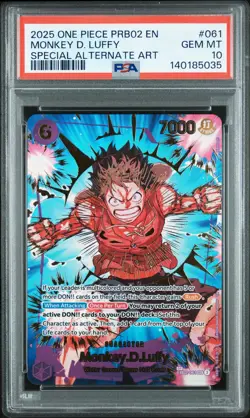 2025 ONE PIECE PREMIUM BOOSTER SPECIAL ALTERNATE ART #061 MONKEY D. LUFFY PSA 10 - Image 1