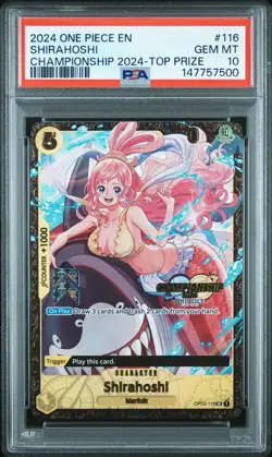 2024 ONE PIECE PROMOS CHAMPIONSHIP 2024-TOP PRIZE #116 SHIRAHOSHI PSA 10 - Image 1