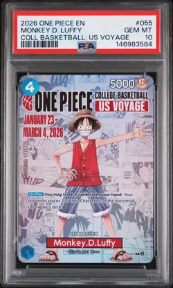 2026 ONE PIECE PROMOS COLLEGE BASKETBALL : US VOYAGE MONKEY D. LUFFY PSA 10 - Image 1