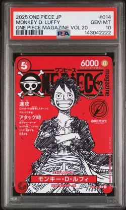 2025 ONE PIECE JAPANESE PROMOS MAGAZINE VOL.20 #014 MONKEY D. LUFFY PSA 10 - Image 1