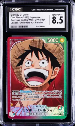 2025 ONE PIECE JAPANESE ALT ART PARALLEL #OP13-001 MONKEY D. LUFFY CGC 8.5 - Image 1
