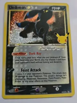 Umbreon Gold Star 17/17 Celebrations: Classic Collection - Pokemon Card Bin SC1 - Image 1