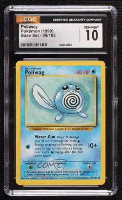 Poliwag Pokemon Base Set CGC 10 Gem Mint 1999 - Image 1