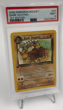 2000 POKEMON TEAM ROCKET Card DARK DUGTRIO #23/82 1ST EDITION graded PSA MINT 9 - Image 1