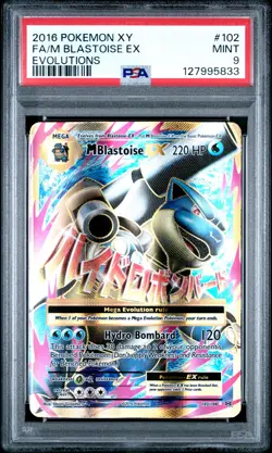 M Blastoise EX 102/108 Full Art Pokemon XY Evolutions Mega #102 MINT PSA 9 - Image 1