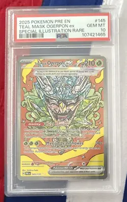 2025 POKEMON PRE EN TEAL MASK OGERPON ex SPECIAL ILLUSTRATION RARE PSA 10🔥 - Image 1