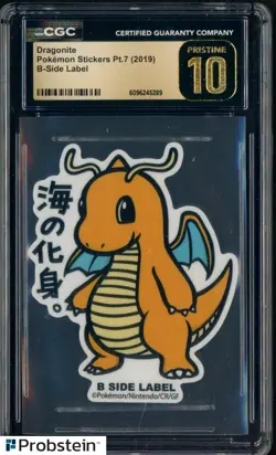 2019 Pokemon Stickers Pt. 7 B Side Label Dragonite CGC 10 PRISTINE - Image 1