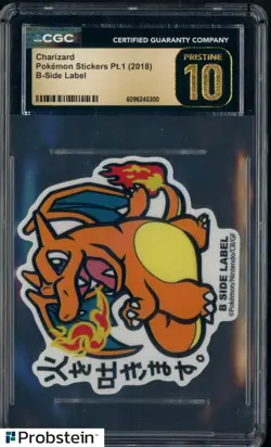 2018 Pokemon Stickers Pt. 1 B Side Label Charizard CGC 10 PRISTINE #2 - Image 1