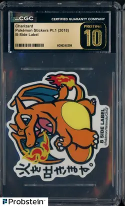 2018 Pokemon Stickers Pt. 1 B Side Label Charizard CGC 10 PRISTINE #1 - Image 1