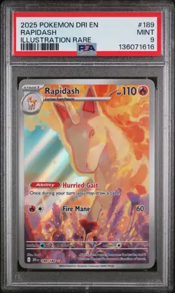 Rapidash Illustration Rare Pokemon Dri En-Destined Rivals 189/182 PSA 9 - Image 1