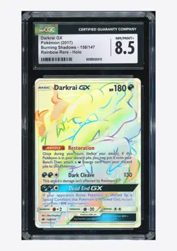 Pokemon CGC 8.5 Darkrai GX Secret Rare 2017 158/147 Burning Shadows English - Image 1