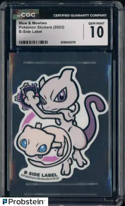 2023 Pokemon Stickers B Side Label Mew & Mewtwo CGC 10 GEM MINT - Image 1