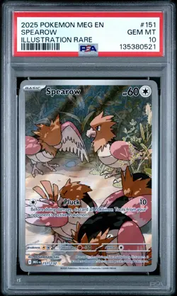 Spearow Illustration Rare Pokemon Meg En-Mega Evolution 151 NM PSA 10 - Image 1