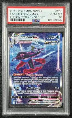 INTELEON VMAX PSA 10 2021 POKEMON SWORD & SHIELD FUSION STRIKE #266/264 FA 9026 - Image 1