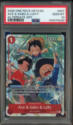 2025 One Piece OP13 EN Alternate Art #007 Ace & Sabo & Luffy PSA 10 - Image 1