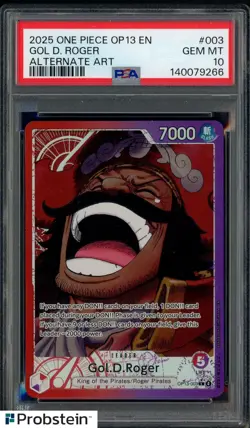 2025 One Piece OP13 EN Alternate Art #003 Gol D Roger PSA 10 GEM MINT - Image 1