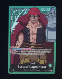 One Piece English ST02-001 Eustass Captain Kid Super Pre-Release Leader - Image 1