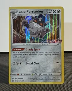 Pokemon Galarian Perrserker SWSH008 Stamped Prerelease Black Star Promo Card - Image 1