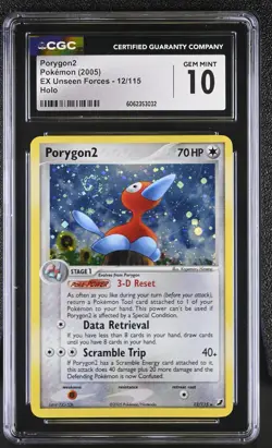 CGC 10 GEM MINT Porygon2 EX Unseen Forces 12/115 Holo SWIRL Pokemon Card - Image 1