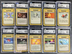 Lot (10) 1999 Pokemon Assorted CGC Graded Trainer Cards w/ Energy Search - Image 1