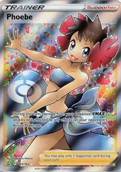 POKEMON Phoebe (Full Art) #161/163 Holo SWSH05: Battle Styles NM - Image 1