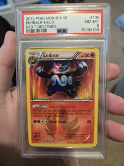2012 Pokemon B&W Emboar-Holo Next Destinies #100/99 PSA 8 NM-MT - Image 1