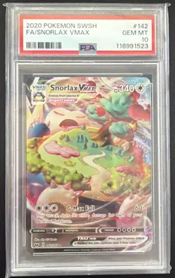 2020 POKEMON SWORD & SHIELD #142 FULL ART/SNORLAX VMAX PSA 10 - Image 1