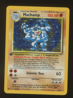 199 Pokemon Game Base Set 1st Edition #8 Machamp Holo Rare - Image 1
