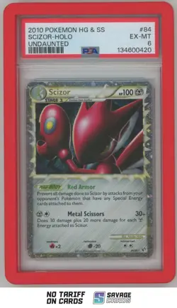 2010 Pokemon HeartGold & SoulSilver Undaunted Holo Scizor PSA 6 #84/90 - Image 1