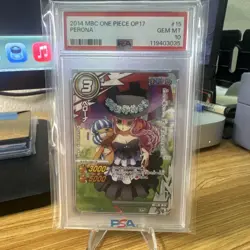 2014 MIRACLE BATTLE CARDDASS ONE PIECE OP17 #15 PERONA PSA 10 (Pop 2) - Image 1