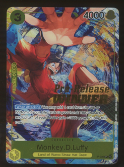 2023 One Piece English P-036 Monkey D Luffy OP04 Pre-Release - Winner - Image 1