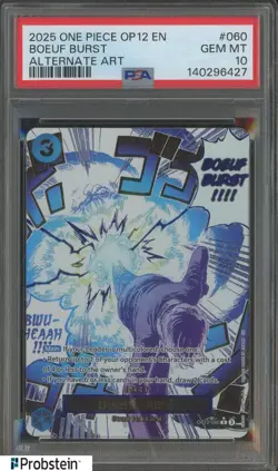 2025 One Piece OP12 EN Alternate Art #060 Boeuf Burst Sanji PSA 10 GEM MINT - Image 1