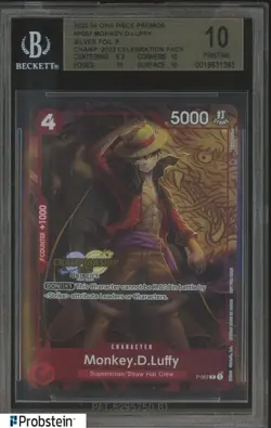 2022-24 One Piece Promos P007 Monkey D. Luffy Silver Foil Champsp BGS 10 - Image 1