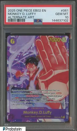 2025 One Piece EB02 EN Alternate Art #061 Monkey D. Luffy PSA 10 GEM MINT - Image 1
