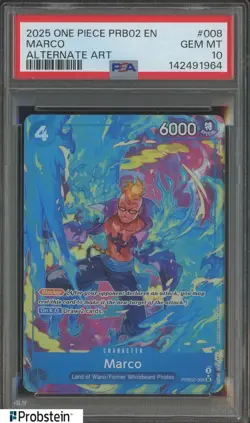 2025 One Piece PRB02 EN Alternate Art #008 Marco PSA 10 GEM MINT - Image 1